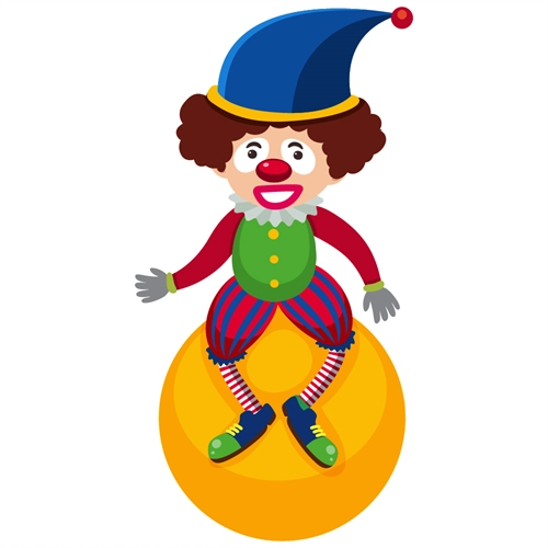 Carnival Circus Theme Joker on Ball Transparent Sticker